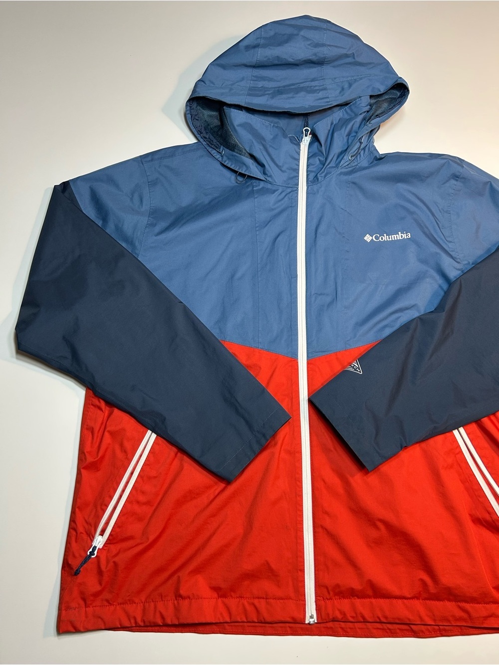 Columbia Inner Limits Waterproof Hooded Rain Jacket Blue Navy Red